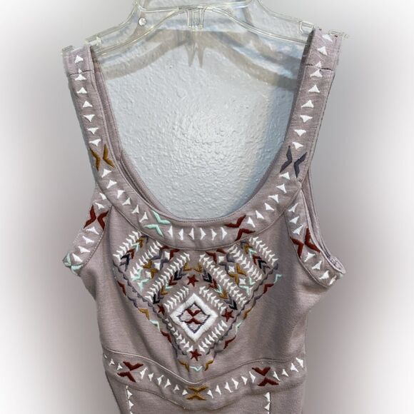 Free People Embroidered Cotton Viscose Mini Dress Tribal Accents Size XS - Picture 5 of 5
